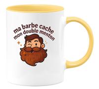 quotedazur - Mugma barbe cache mon double menton - Tasse Cadeau Humour Homme - Jaune/Céramique