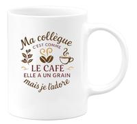 quotedazur - MugMa collègue c'est comme le café, elle a un grain mais je l'adore - Tasse Cadeau Collègue Femme Femme - Blanc/Céramique