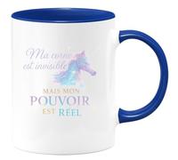 quotedazur - MugMa corne est invisible mais mon pouvoir est réel - Tasse Cadeau Licorne Femme - Bleu/Céramique