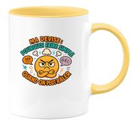 quotedazur - Mugma devise : pourquoi faire simple quand on peut râler - Tasse Cadeau Humour Femme - Jaune/Céramique