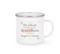 quotedazur - MugMa filleule dit que je suis la meilleure, et elle a toujours raison - Tasse Cadeau Marraine Femme - Blanc/Emaillé