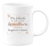 quotedazur - MugMa filleule dit que je suis la meilleure, et elle a toujours raison - Tasse Cadeau Marraine Femme - Blanc/Céramique