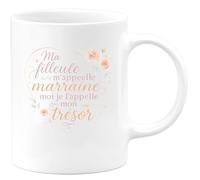 quotedazur - MugMa filleule m'appelle marraine, moi je l'appelle mon trésor - Tasse Cadeau Marraine Femme - Blanc/Céramique