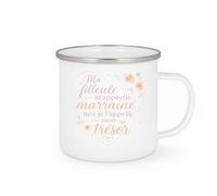 quotedazur - MugMa filleule m'appelle marraine, moi je l'appelle mon trésor - Tasse Cadeau Marraine Femme - Blanc/Emaillé