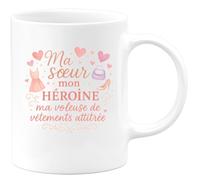 quotedazur - MugMa sœur, mon héroïne, ma voleuse de vêtements attitrée - Tasse Cadeau Soeur Femme - Blanc/Céramique