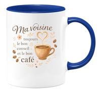 quotedazur - MugMa voisine a toujours le bon conseil et le bon café - Tasse Cadeau Voisine Femme - Bleu/Céramique
