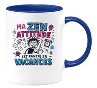 quotedazur - Mugma zen attitude est partie en vacances - Tasse Cadeau Humour Femme - Bleu/Céramique