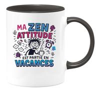 quotedazur - Mugma zen attitude est partie en vacances - Tasse Cadeau Humour Femme - Noir/Céramique