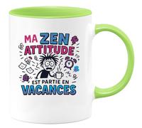quotedazur - Mugma zen attitude est partie en vacances - Tasse Cadeau Humour Femme - Vert/Céramique