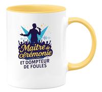 quotedazur - MugMaître de cérémonie et dompteur de foules - Tasse Cadeau Animateur Homme - Jaune/Céramique