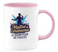 quotedazur - MugMaître de cérémonie et dompteur de foules - Tasse Cadeau Animateur Homme - Rose/Céramique