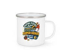 quotedazur - MugMaître d'école le jour, correcteur de copies la nuit, super-héros tout le temps - Tasse Cadeau Maître d'école Homme - Blanc/Emaillé