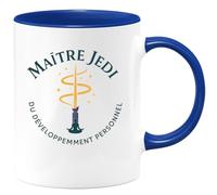 quotedazur - MugMaître Jedi du développement personnel - Tasse Cadeau Coach Homme - Bleu/Céramique