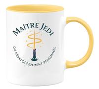 quotedazur - MugMaître Jedi du développement personnel - Tasse Cadeau Coach Homme - Jaune/Céramique
