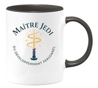 quotedazur - MugMaître Jedi du développement personnel - Tasse Cadeau Coach Homme - Noir/Céramique