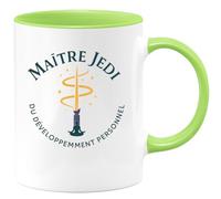 quotedazur - MugMaître Jedi du développement personnel - Tasse Cadeau Coach Homme - Vert/Céramique