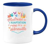 quotedazur - MugMaîtresse de l'adaptation et reine de la débrouille - Tasse Cadeau AESH Femme - Bleu/Céramique