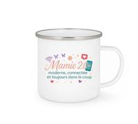 quotedazur - MugMamie 2.0 : moderne, connectée et toujours dans le coup - Tasse Cadeau Mamie Femme - Blanc/Emaillé