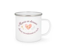 quotedazur - MugMamie en devenir - Amour inconditionnel en stock - Tasse Cadeau Annonce Grossesse Naissance Mamie Femme - Blanc/Emaillé