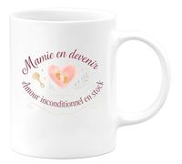 quotedazur - MugMamie en devenir - Amour inconditionnel en stock - Tasse Cadeau Annonce Grossesse Naissance Mamie Femme - Blanc/Céramique