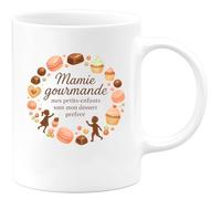 quotedazur - MugMamie gourmande : mes petits-enfants sont mon dessert préféré - Tasse Cadeau Mamie Femme - Blanc/Céramique