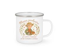 quotedazur - MugMamie jardinière : je cultive l'amour et les tomates cerises - Tasse Cadeau Mamie Femme - Blanc/Emaillé