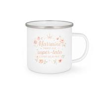 quotedazur - MugMarraine : parce que super-tata c'était déjà pris - Tasse Cadeau Marraine Femme - Blanc/Emaillé
