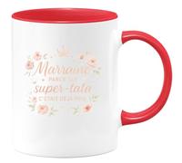 quotedazur - MugMarraine : parce que super-tata c'était déjà pris - Tasse Cadeau Marraine Femme - Rouge/Céramique