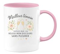 quotedazur - MugMeilleur témoin depuis que j'ai réussi mon discours sans pleurer - Tasse Cadeau Témoin de mariage Homme - Rose/Céramique
