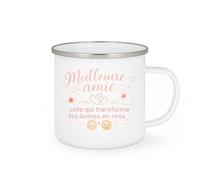 quotedazur - MugMeilleure amie : celle qui transforme tes larmes en rires - Tasse Cadeau Meilleure amie Femme - Blanc/Emaillé