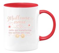 quotedazur - MugMeilleure amie : celle qui transforme tes larmes en rires - Tasse Cadeau Meilleure amie Femme - Rouge/Céramique