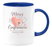 quotedazur - MugMerci d'être l'infirmière que tout le monde voudrait avoir - Tasse Cadeau Infirmière Femme - Bleu/Céramique