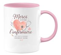 quotedazur - MugMerci d'être l'infirmière que tout le monde voudrait avoir - Tasse Cadeau Infirmière Femme - Rose/Céramique