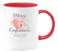 quotedazur - MugMerci d'être l'infirmière que tout le monde voudrait avoir - Tasse Cadeau Infirmière Femme - Rouge/Céramique