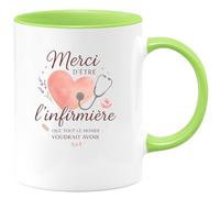 quotedazur - MugMerci d'être l'infirmière que tout le monde voudrait avoir - Tasse Cadeau Infirmière Femme - Vert/Céramique