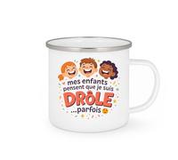 quotedazur - Mugmes enfants pensent que je suis drôle... parfois - Tasse Cadeau Humour Homme - Blanc/Emaillé