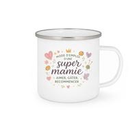 quotedazur - MugMode d'emploi d'une super mamie : aimer, gâter, recommencer - Tasse Cadeau Mamie Femme - Blanc/Emaillé