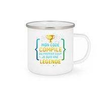 quotedazur - MugMon code compile du premier coup, je suis une légende - Tasse Cadeau Développeur informatique Homme - Blanc/Emaillé