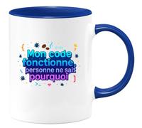 quotedazur - MugMon code fonctionne, personne ne sait pourquoi - Tasse Cadeau Développeur informatique Homme - Bleu/Céramique
