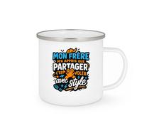 quotedazur - MugMon frère m'a appris que partager c'est voler avec style - Tasse Cadeau Frère Homme - Blanc/Emaillé
