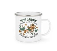 quotedazur - MugMon jardin est ma salle de sport. Je regarde l'herbe pousser - Tasse Cadeau Humour Jardinier Homme - Blanc/Emaillé