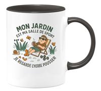 quotedazur - MugMon jardin est ma salle de sport. Je regarde l'herbe pousser - Tasse Cadeau Humour Jardinier Homme - Noir/Céramique