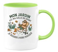 quotedazur - MugMon jardin est ma salle de sport. Je regarde l'herbe pousser - Tasse Cadeau Humour Jardinier Homme - Vert/Céramique