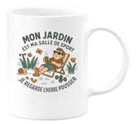 quotedazur - MugMon jardin est ma salle de sport. Je regarde l'herbe pousser - Tasse Cadeau Humour Jardinier Homme - Blanc/Céramique