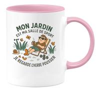 quotedazur - MugMon jardin est ma salle de sport. Je regarde l'herbe pousser - Tasse Cadeau Humour Jardinier Homme - Rose/Céramique