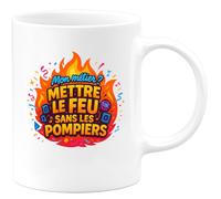 quotedazur - MugMon métier ? Mettre le feu sans les pompiers - Tasse Cadeau Animateur Homme - Blanc/Céramique