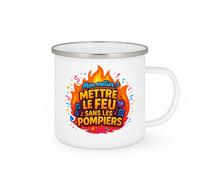 quotedazur - MugMon métier ? Mettre le feu sans les pompiers - Tasse Cadeau Animateur Homme - Blanc/Emaillé