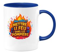 quotedazur - MugMon métier ? Mettre le feu sans les pompiers - Tasse Cadeau Animateur Homme - Bleu/Céramique