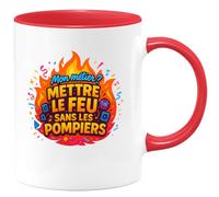quotedazur - MugMon métier ? Mettre le feu sans les pompiers - Tasse Cadeau Animateur Homme - Rouge/Céramique