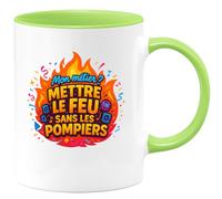 quotedazur - MugMon métier ? Mettre le feu sans les pompiers - Tasse Cadeau Animateur Homme - Vert/Céramique